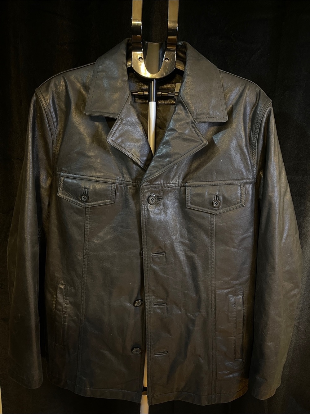 Steve Madden Black Leather Shirt Jacket